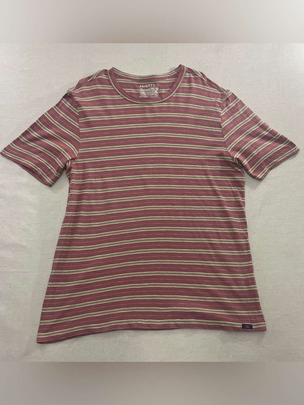 Faherty Sunwashed Regenerative Short Sleeve T Shirt Striped Sz Large